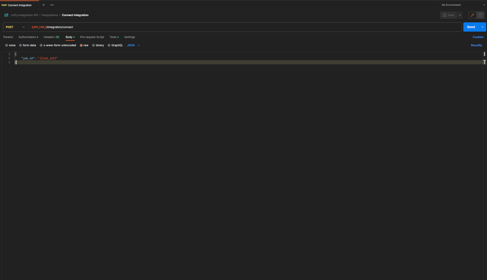 Send the connection request to the integration API